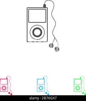 Mp3 player icon flat. Color pictogram on white background. Vector illustration symbol and bonus icons Stock Vector