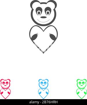 Bear Toy With Heart icon flat. Color pictogram on white background. Vector illustration symbol and bonus icons Stock Vector
