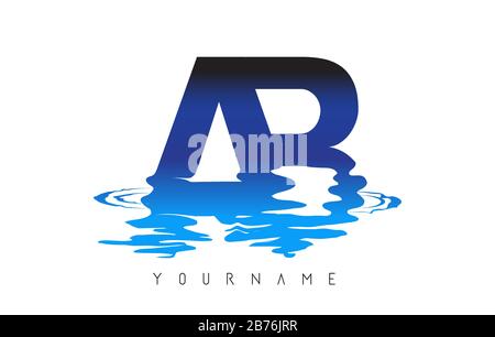 ABLetter Logo Design with Water Effect and Deep Blue Gradient Vector Illustration. Stock Vector
