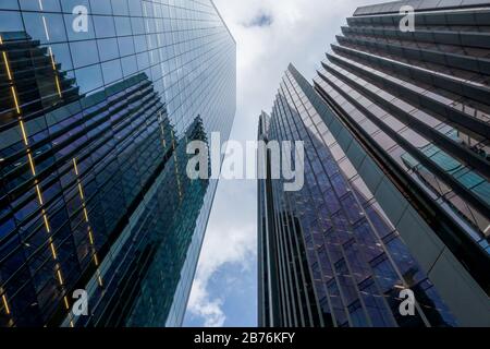 View of London's financial district skyscrapers from below Stock Photo