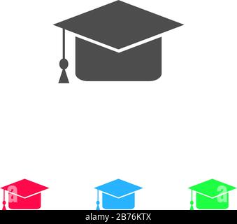 Graduation cap icon flat. Color pictogram on white background. Vector illustration symbol and bonus icons Stock Vector