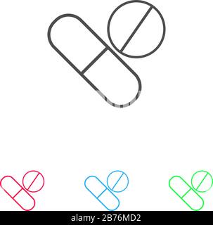 Pills icon flat. Color pictogram on white background. Vector illustration symbol and bonus icons Stock Vector