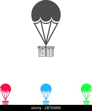 Hot air balloon icon flat. Color pictogram on white background. Vector illustration symbol and bonus icons Stock Vector