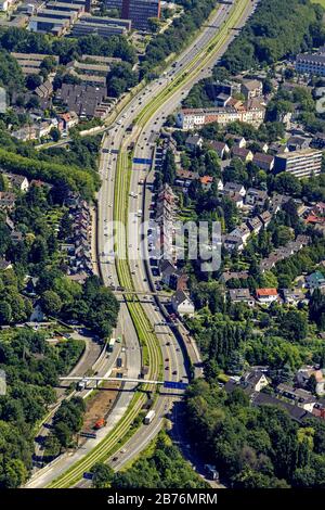 , construction side to motorway A40 in Essen, 23.07.2012, aerial view, Germany, North Rhine-Westphalia, Ruhr Area, Essen Stock Photo
