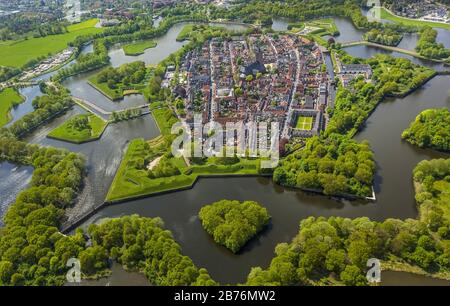 , historic center of the fortified town of Naarden, 09.05.2013, aerial view, Netherlands, Northern Netherlands, Naarden Stock Photo