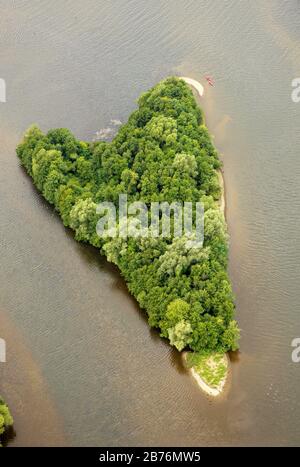 heart-shaped isle on the lake Kemnade in Bochum, 08.02.2012, aerial view, Germany, North Rhine-Westphalia, Ruhr Area, Bochum Stock Photo