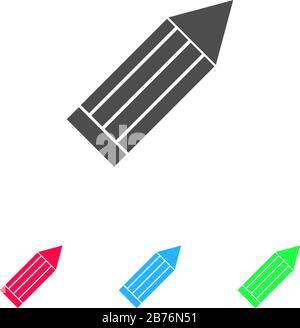 Pencil icon flat. Color pictogram on white background. Vector illustration symbol and bonus icons Stock Vector