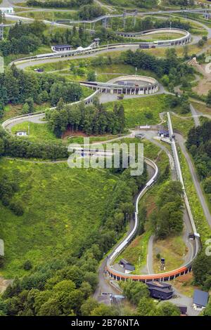 Aerial view, bobsleigh track in Winterberg, Winterberg, Sauerland ...