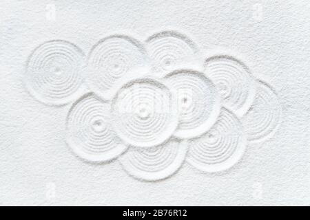 Zen pattern in white sand Stock Photo