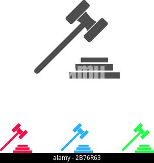 Gavel icon flat. Color pictogram on white background. Vector illustration symbol and bonus icons Stock Vector