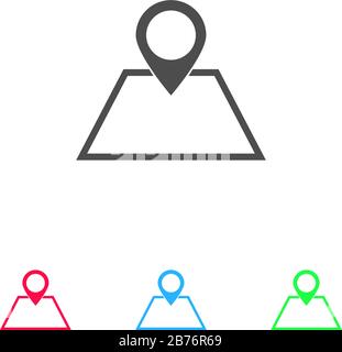 Pin on the map icon flat. Color pictogram on white background. Vector illustration symbol and bonus icons Stock Vector