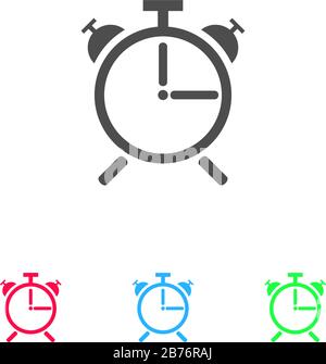 Alarm clock icon flat. Color pictogram on white background. Vector illustration symbol and bonus icons Stock Vector