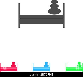 Bed with pillows icon flat. Color pictogram on white background. Vector illustration symbol and bonus icons Stock Vector