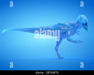 Computer artwork Tyrannosaurus rex dinosaur hunting Ornithomimus ...