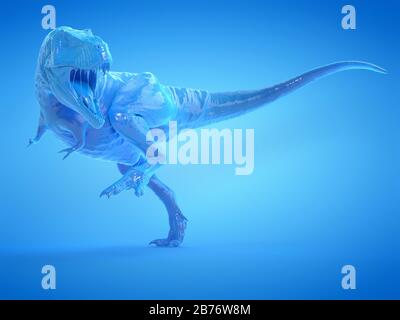 Computer artwork Tyrannosaurus rex dinosaur hunting Ornithomimus ...
