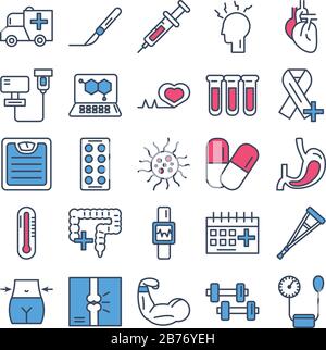 bundle of medical half line and color style set icons Stock Vector ...