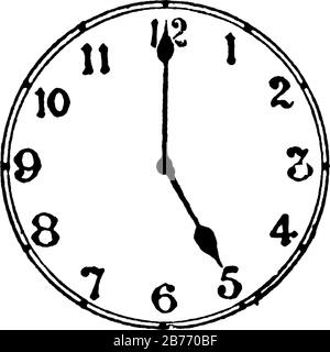 A Round Shaped Wall Clock That Displays It Is 12 O Clock Vintage Line Drawing Or Engraving Illustration Stock Vector Image Art Alamy