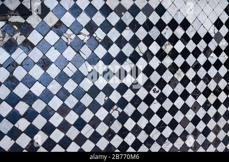 Black And White Checkered Floor Tiles, background, texture Stock Photo
