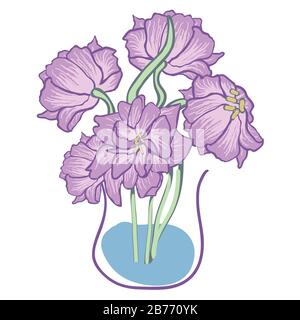 parrot tulips in vase vector illustration Stock Vector
