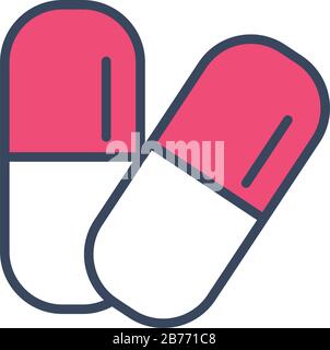 medicine capsules drugs half line and color style icon Stock Vector