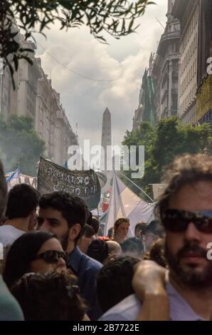 BUENOS AIRES, ARGENTINA - MARCH 24, 2016: Popular manifestation for 40 years of the putsch during the National Day of Memory, Truth and Justice that r Stock Photo