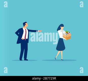 Vector of an angry male boss firing female employee. Stock Vector