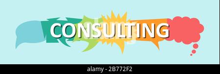 Vector of colorful speech bubbles with the text consulting on blue background Stock Vector