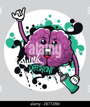 graffiti urban style poster with brain Stock Vector Image & Art - Alamy