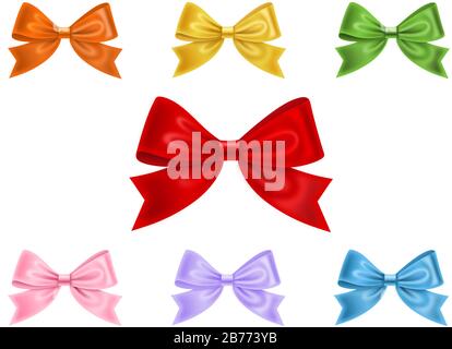 Set of colorful bows isolated on white background Stock Vector