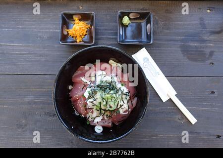 Okinawa Japan - tuna sashimi lunch Stock Photo