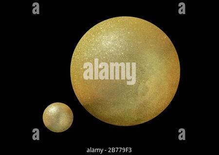 Gold ball isolated on black background.This had clipping path. Stock Photo