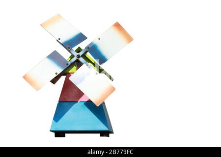 Wind turbine isolated on black background.This had clipping path. Stock Photo