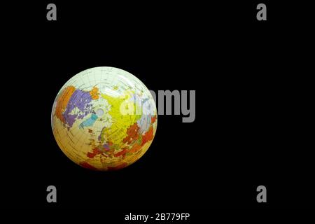 World globe model isolated on black background.This had clipping path. Stock Photo