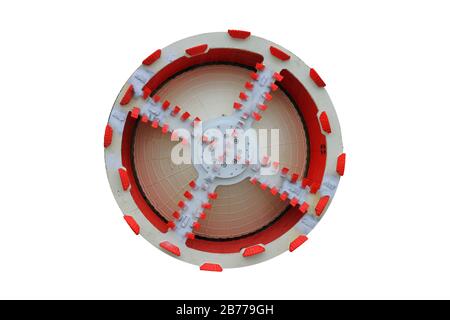 TBM tunnel drilling head isolated on white background.This had clipping path. Stock Photo