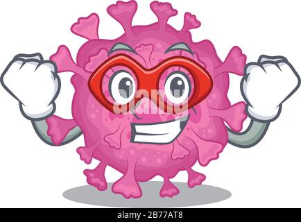 A picture of corona virus organic in a Super hero cartoon character Stock Vector