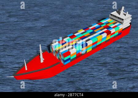 3D tanker/ ship, cargo containers - great for topics like freight transportation etc. Stock Photo