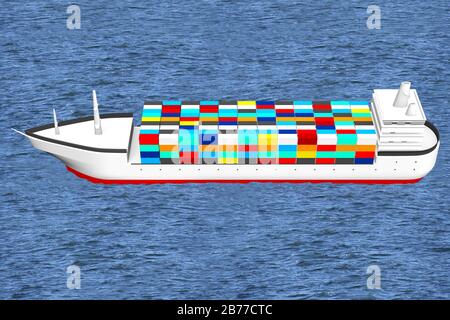 3D tanker/ ship, cargo containers - great for topics like freight transportation etc. Stock Photo