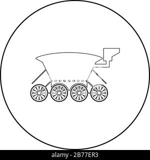 Moon rover Mars explorer Space machine Planets vehicle icon in circle round outline black color vector illustration flat style simple image Stock Vector