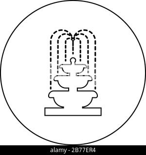 Fountain Tier of Water icon in circle round outline black color vector illustration flat style simple image Stock Vector