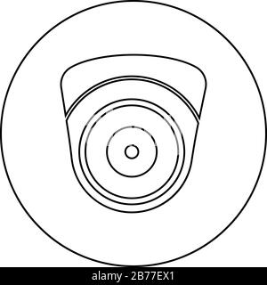 Video camera Spherical camcorder tracking Appliance monitoring Surveillance device CCTV Secure concept icon in circle round outline black color Stock Vector