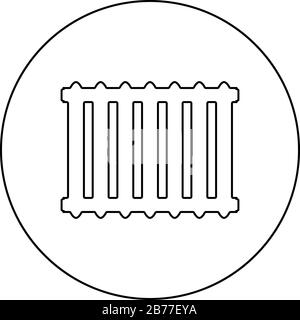 Cast iron battery Heating radiator icon in circle round outline black color vector illustration flat style simple image Stock Vector