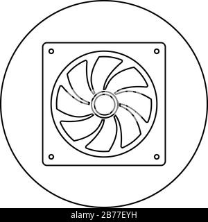 Fan for computer processor Cooler CPU cooling system Ventilator icon in circle round outline black color vector illustration flat style simple image Stock Vector