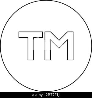 TM letter trademark icon in circle round outline black color vector illustration flat style simple image Stock Vector