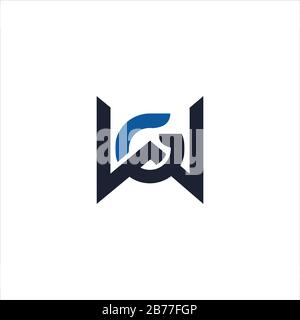 Initial letter wg or gw logo design template Stock Vector