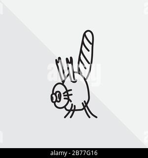 hand drawing of a fly insect. Flies are disease-carrying pests because they find their food from animal and human waste, carcasses and trash. Stock Vector