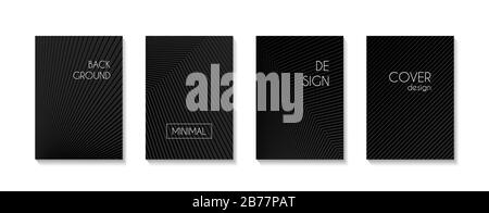 Minimal black cover templates. Abstract dark vector vertical backgrounds with lines. For banners, posters, presentations Stock Vector