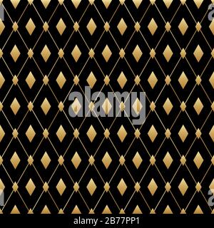 Black and gold diamond seamless pattern. Vector luxury male background. Art deco design Stock Vector