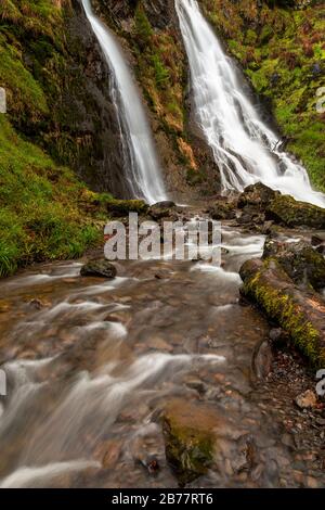 Grey Mare's Tail waterfall at Llanrwst, North Wales Stock Photo