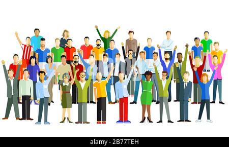 cheerful group of people in the community - vector illustration Stock Photo