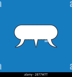 Vector illustration icon concept of three people talking with speech bubble. Black outlines, blue background. Stock Vector